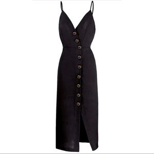 Black Button front midi dress